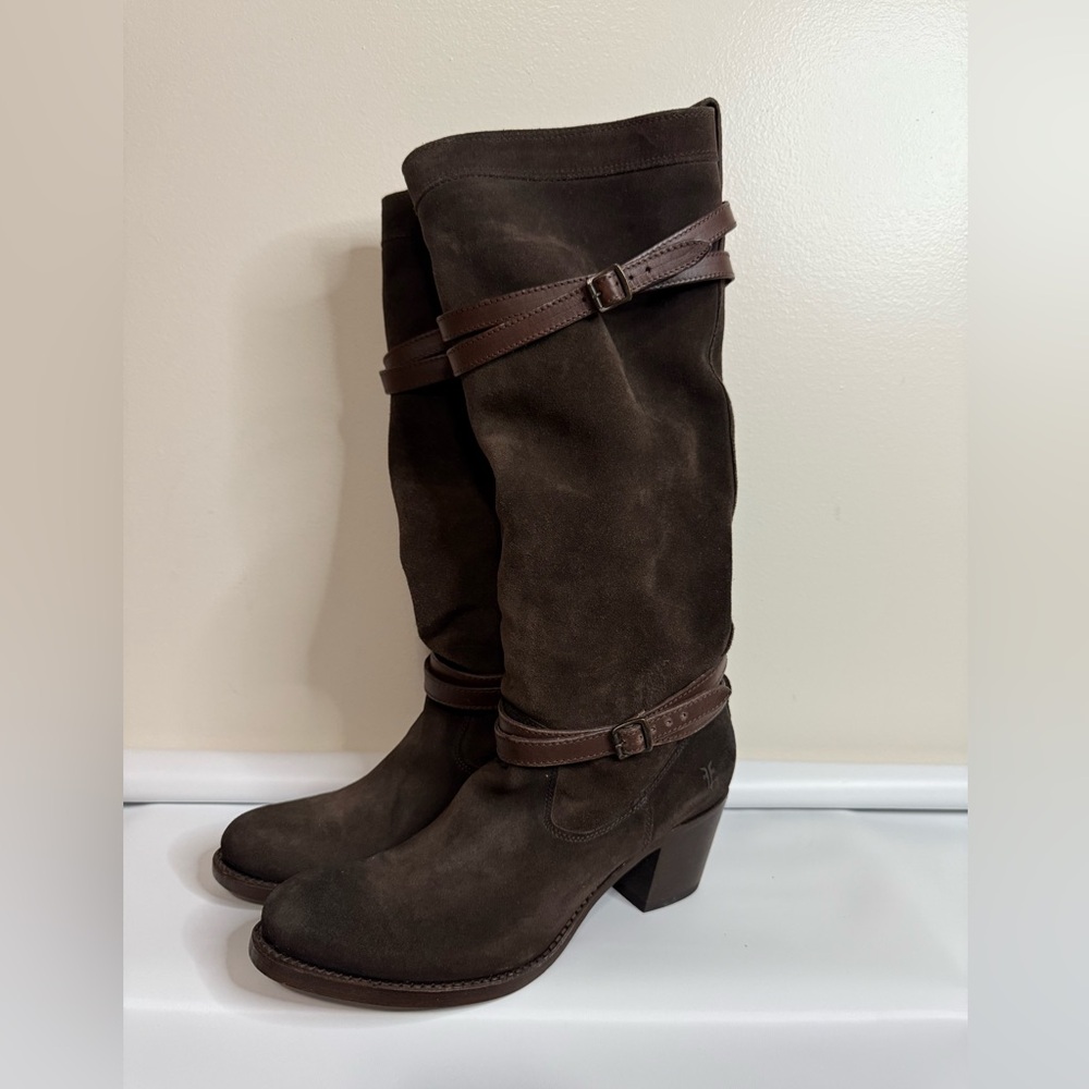 FRYE Jane Dark Brown Suede Women's tall shaft Boots in size 9.5